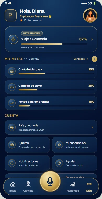 Pantalla de metas de DIVIC